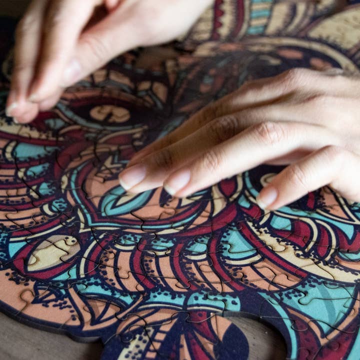 WAWW Artisanal Wooden Puzzles - Wholesale Puzzle - Adult - WOLF wooden jigsaw Puzzle | 23" Whimsies | Animal Totem5