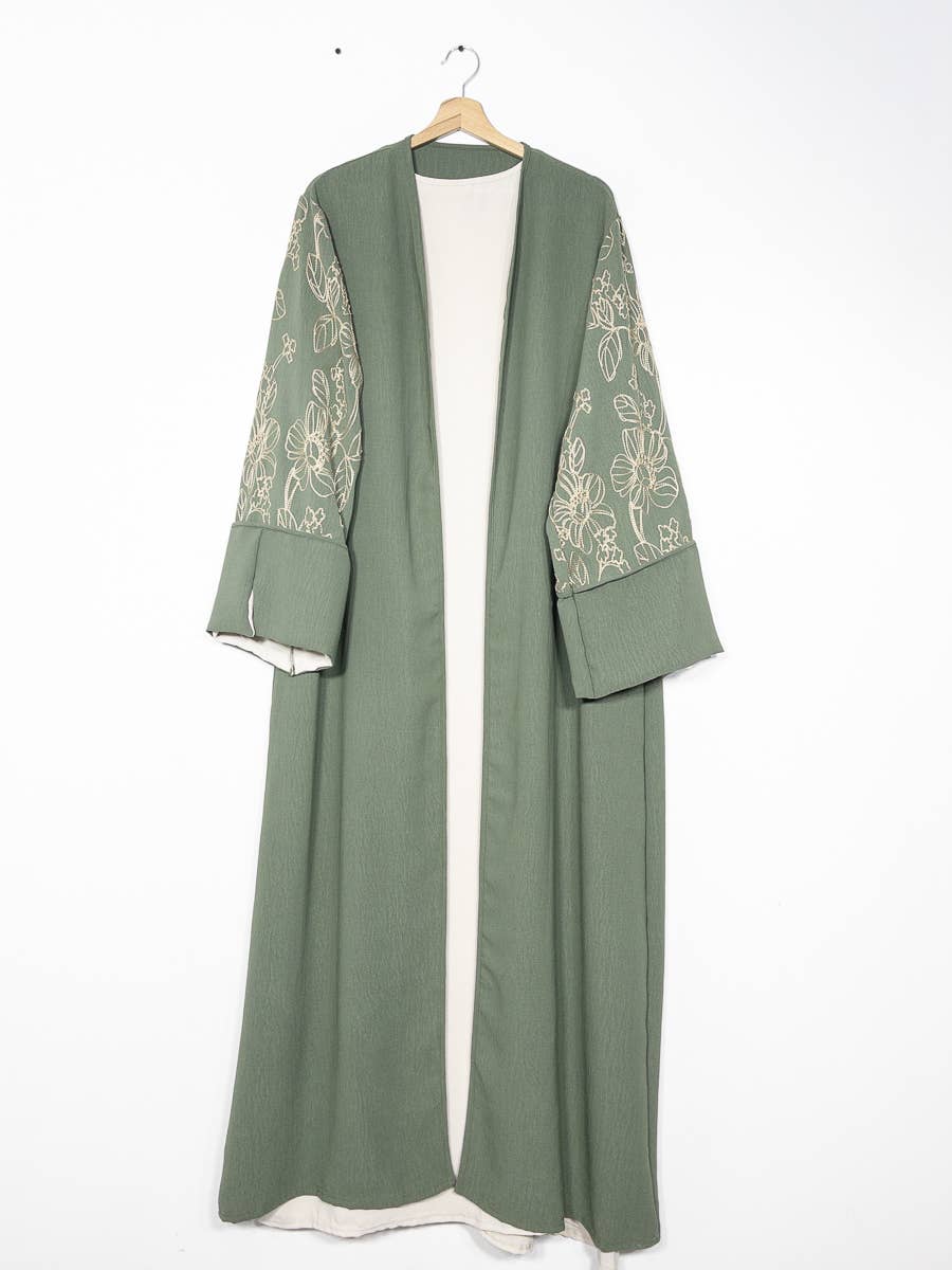 IDEAL OUTFIT – wholesale Top & skirt set – Women's – 2-piece set floral embroidery kimono abaya ref:en2511jazz6