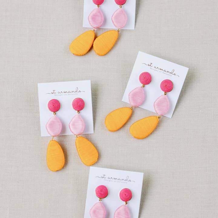 St Armands Designs of Sarasota - Wholesale Dangle Earrings - Pink Ombre Lido Statement Drop Earrings