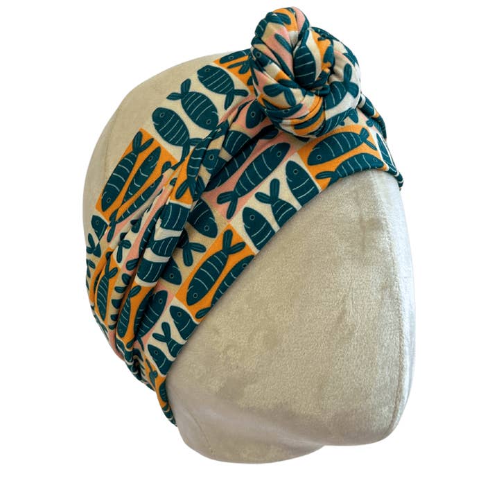 Sardinen-Gitter-Wickelstirnband für den Großhandel von The Sassy Olive Handmade Headbands