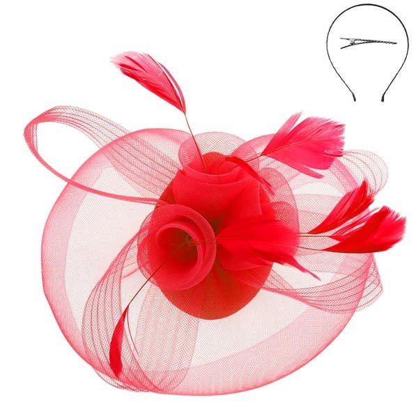 anbfashion - Wholesale Fascinator Hat - Women's - KENTUCKY DERBY FLOWER FEATHERS FASCINATOR HTH25923