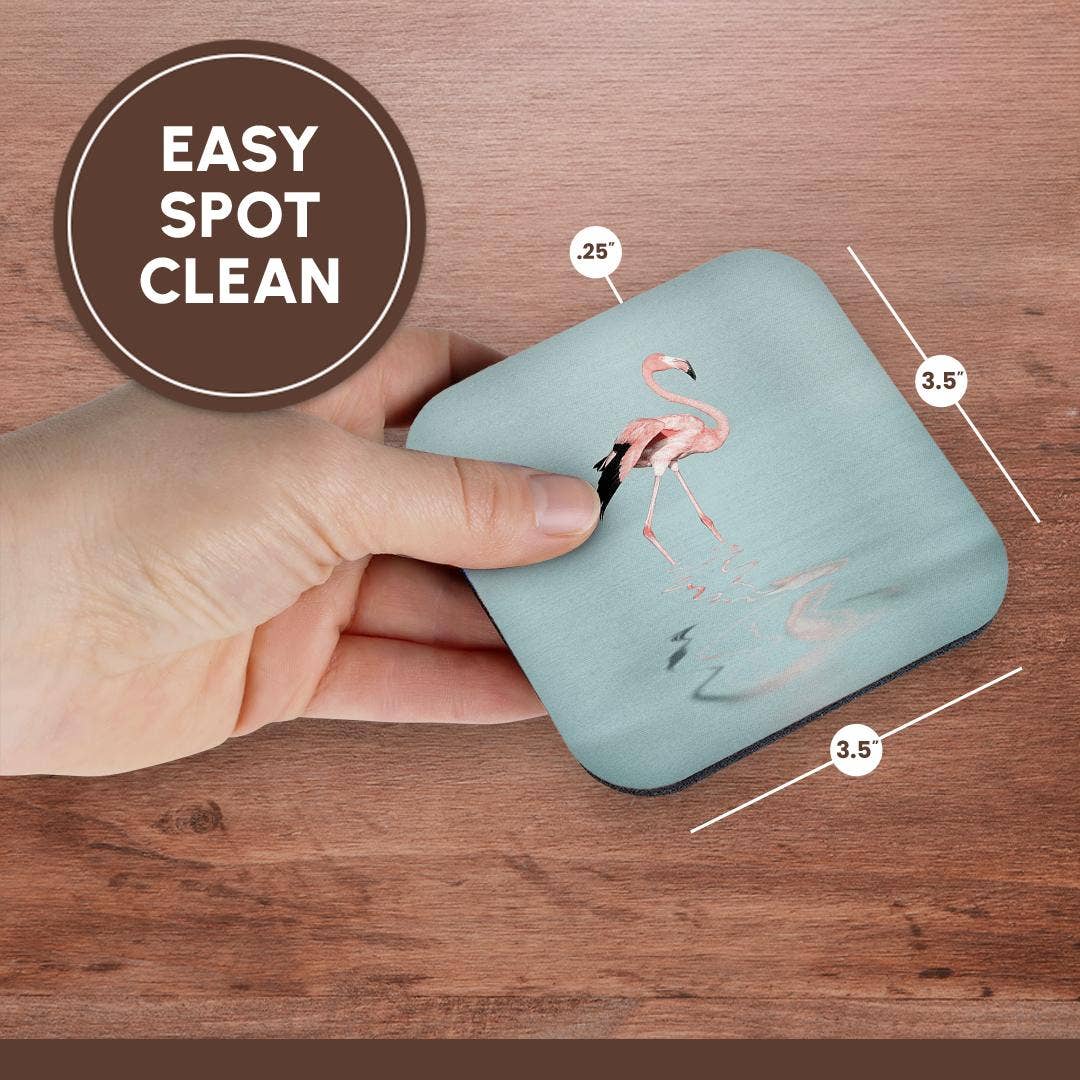 3dRose – Base de copos por atacado – 3dRose, Flamingo Cor-de-Rosa a Caminhar em Água Calma, Base para Copos13