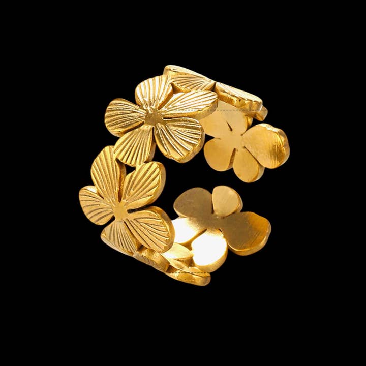 🌼 Fleurs Dorées : Bague Florale 🌼 pour la vente par Whit's Up Shop