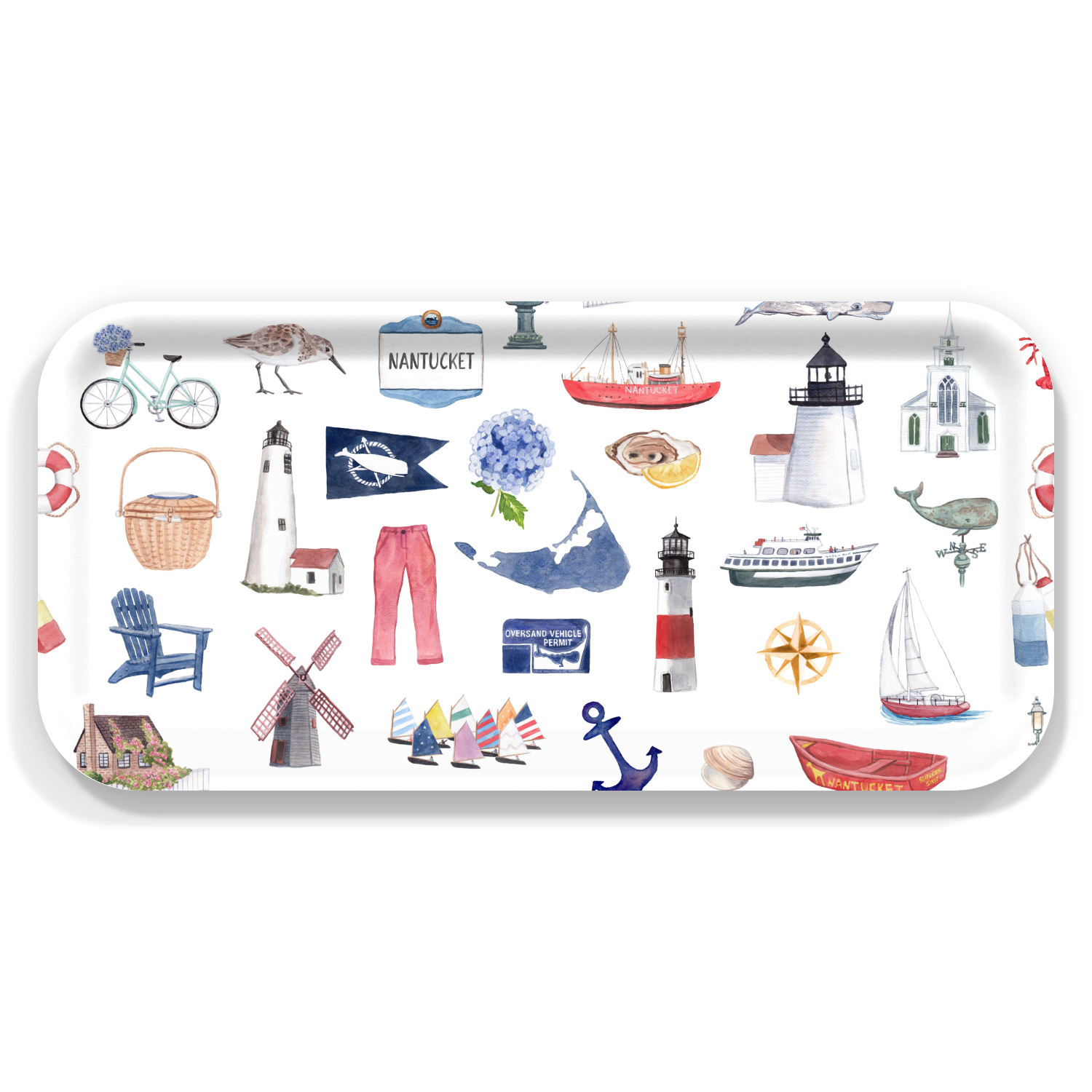 The Muddy Dog - Wholesale Decorative Tray - Nantucket Forever! Birchwood Serving Tray: Three Sizes2