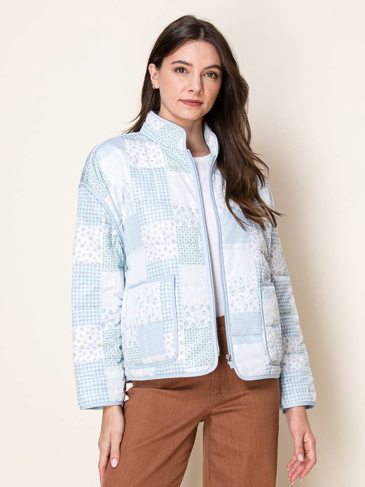 Veste matelassée en patchwork façon nylon doux pour la vente par 26 International