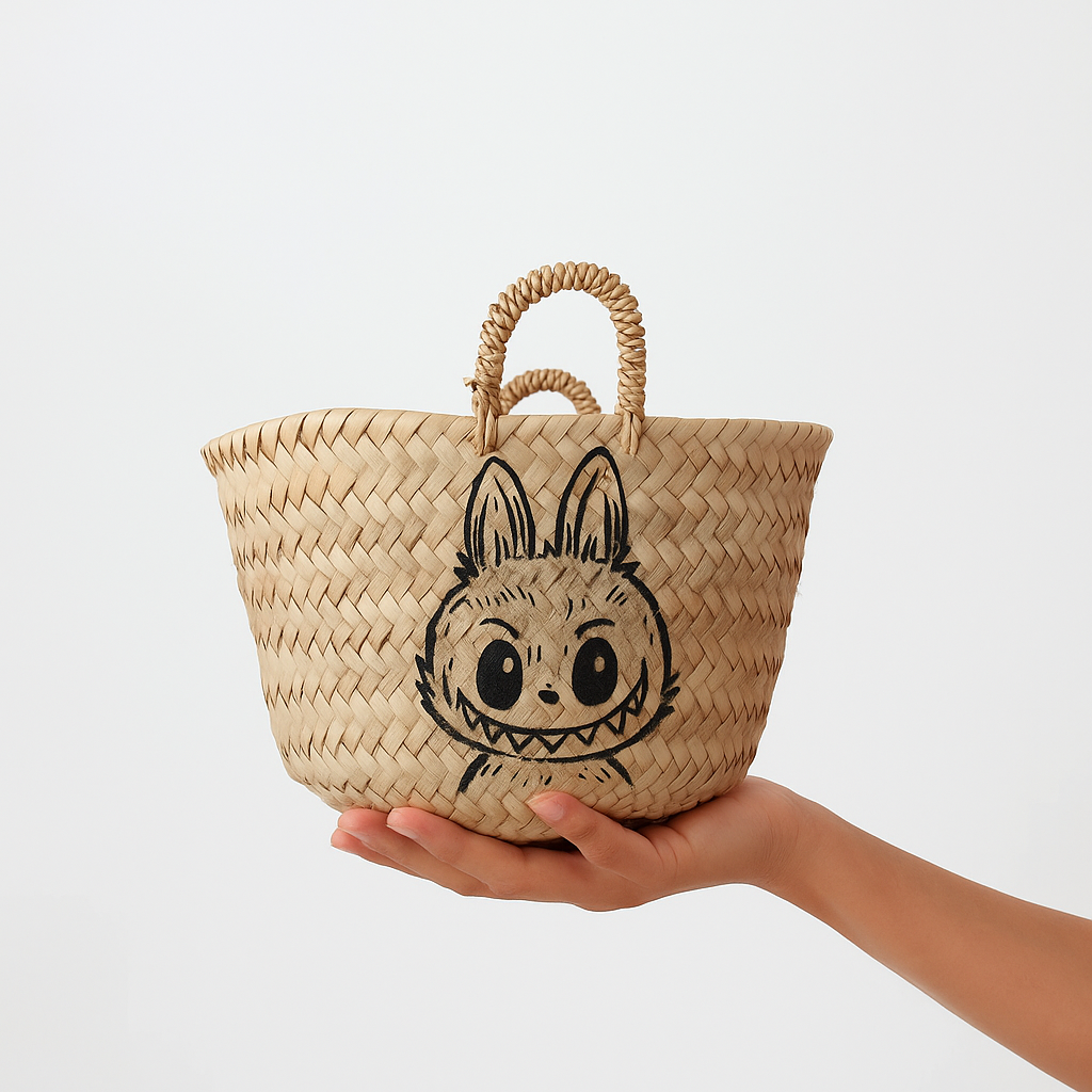 High crafty – wholesale Basket – Beldy Mini Basket Labubu – Handmade Moroccan Palm Leaf Baske0