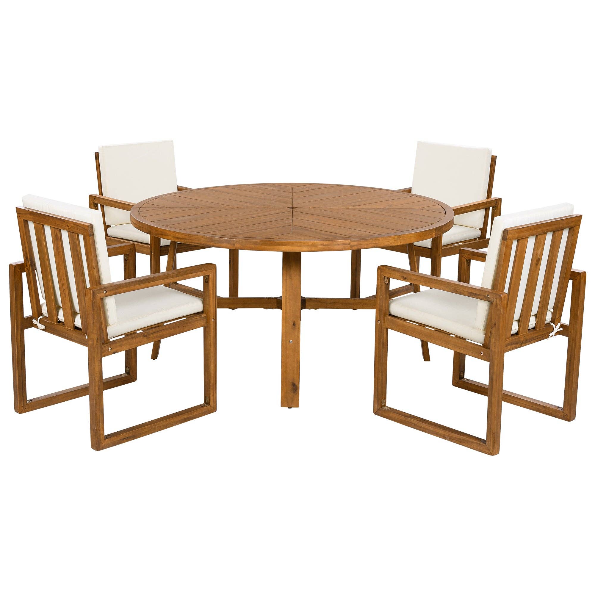 HOMYCASA DESIGN INC - Wholesale Patio Set - 5-Piece Outdoor Patio Dining Set Acacia Wood with Four Armchairs and Table, Beige9