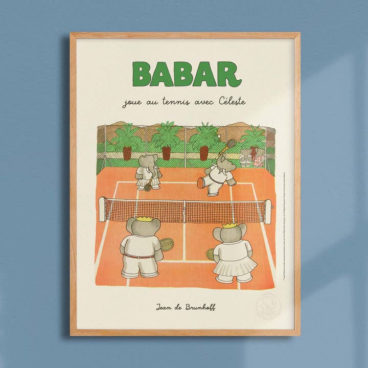 Affiche Babar Joue Au Tennis Avec Céleste - BAB0022 pour la vente par Oneart