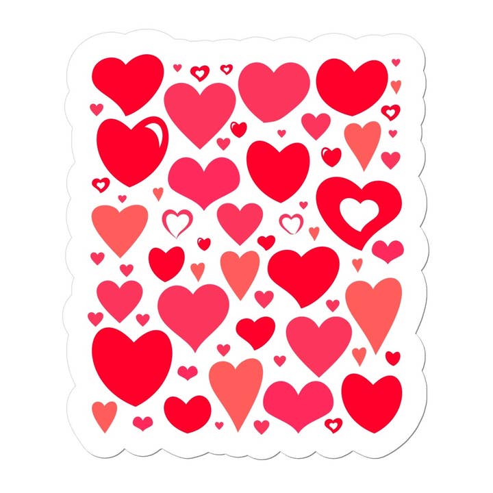 Red heart pattern Sticker for engroshandel hos Sorbey