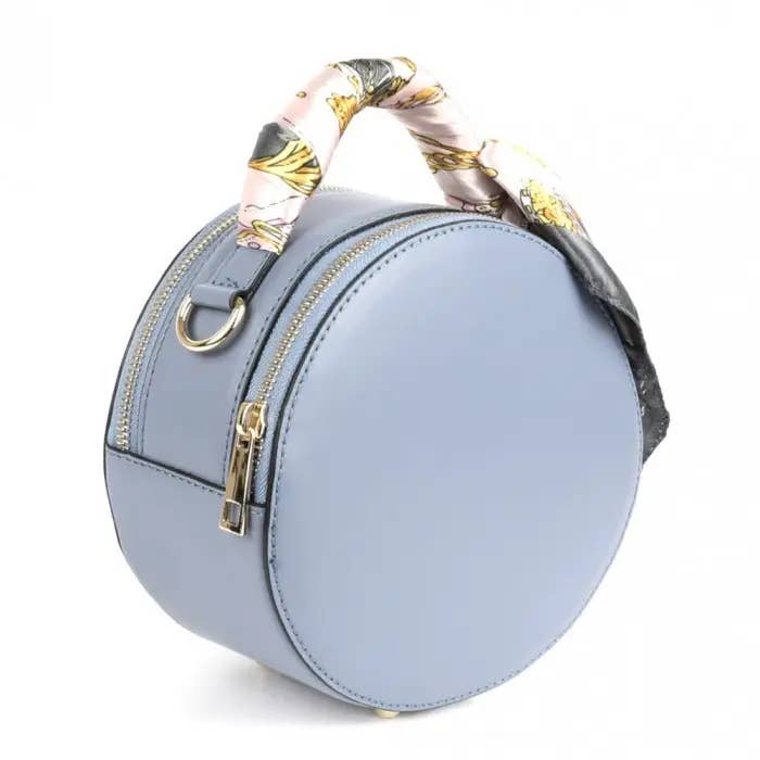 Yaya's Luxe Wholesale - Wholesale Crossbody bag – Women's - Italian Leather Round Crossbody Bag with Scarf Accessory5