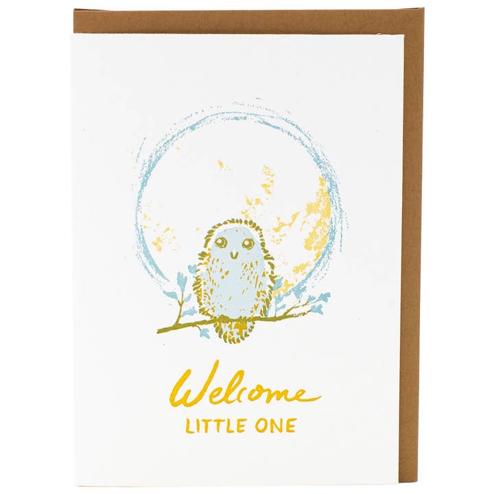 Little Owl Baby Card for wholesale by Smudge Ink