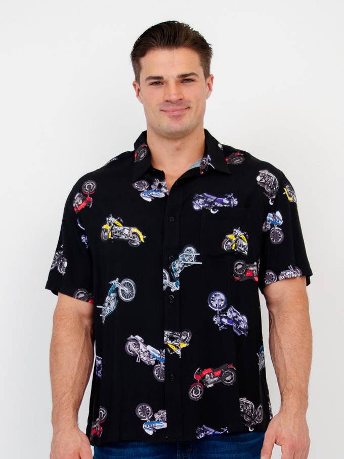 Dino-Shirt, Motorrad, gewebter Bambus für den Großhandel von Blue Sky Clothing Co LLC