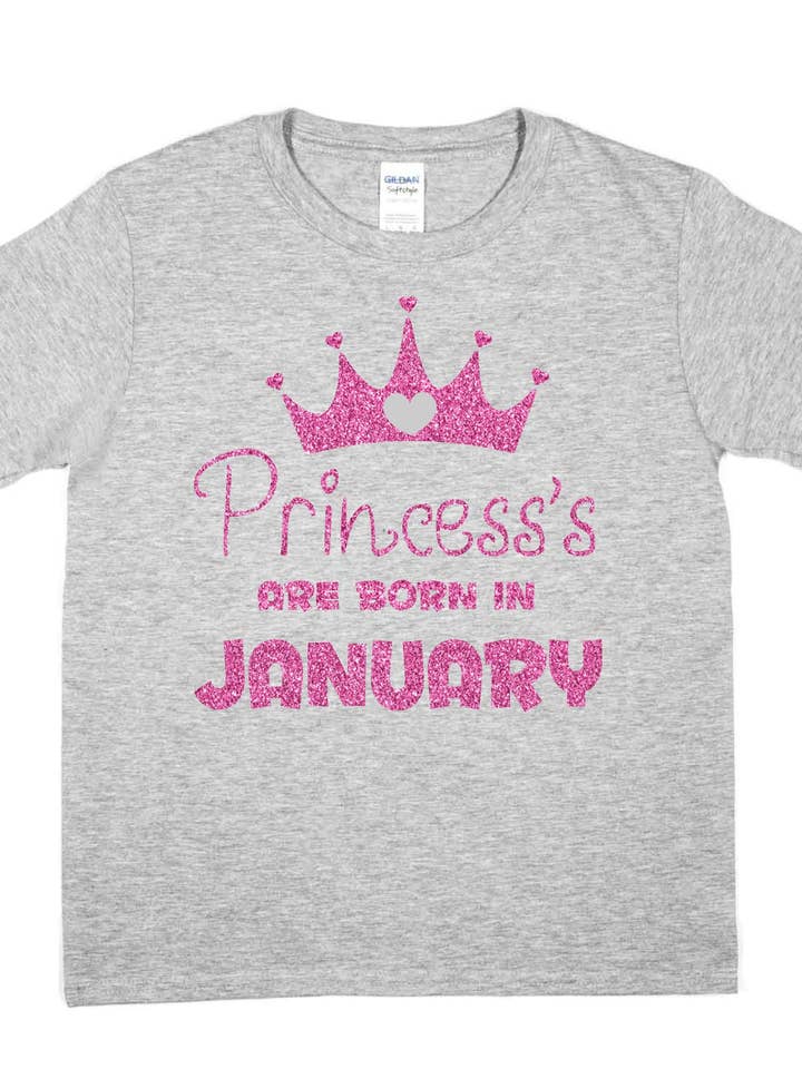 T-shirt Aniversário Menina Princesa Nascida em Janeiro T-Shirt por atacado de Print4U