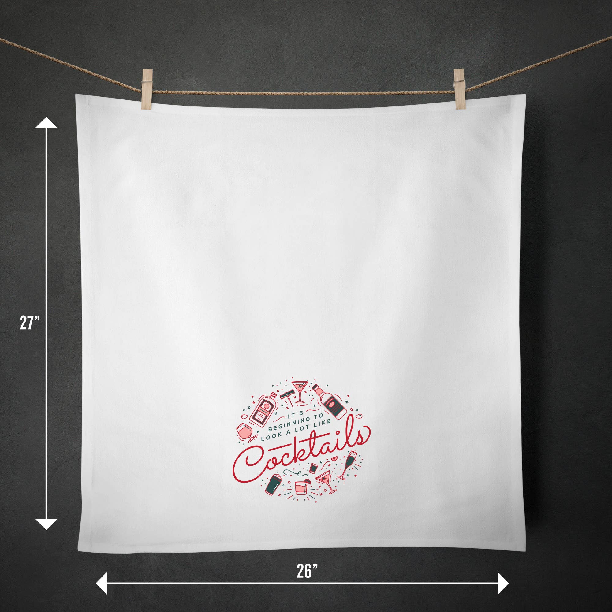 RubiaRojo – Engroshandel Viskestykke – Det begynder at ligne Cocktails Christmas Towel3