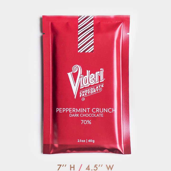 70% Dark Chocolate Peppermint Crunch Bar for wholesale by Videri Chocolate Factory