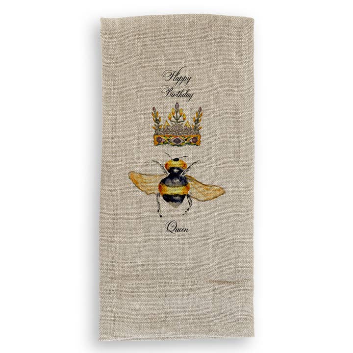 French Graffiti - Wholesale Tea Towel - The Queen Bee with Happy Birthday