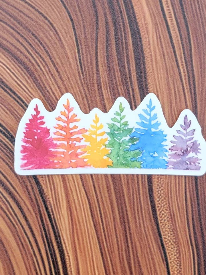 Rainbow Trees Sticker for wholesale by Jessica Plesko Art
