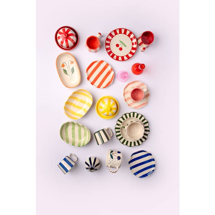 Casa Amarosa - Wholesale Coffee/Tea Cup - Ceramic Red Stripe Coffee cup- 220ml7