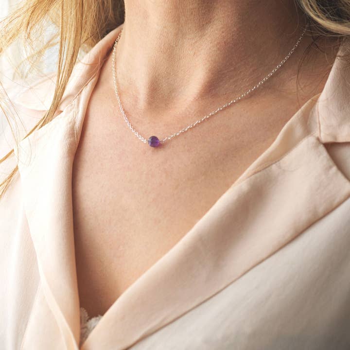 Amethyst-Halskette - Tiny Amethyst Choker, Sterling für den Großhandel von Aspasia Jewellery