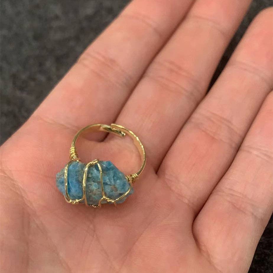 Perimade & Co. LLC - Vente Bague de cocktail/de cérémonie - Bague d'anxiété en pierre brute en cristal naturel en cuivre massif10