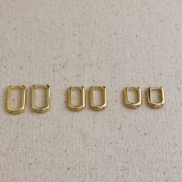 GoldFi - Wholesale Hoop Earrings - 18k Gold Filled Oblong Hoop Earrings