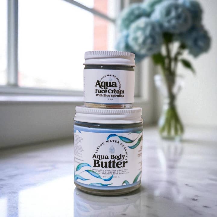 Living Water Organics - Wholesale Body Balm/Butter - Aqua Tallow Body Butter with Organic Blue Spirulina5