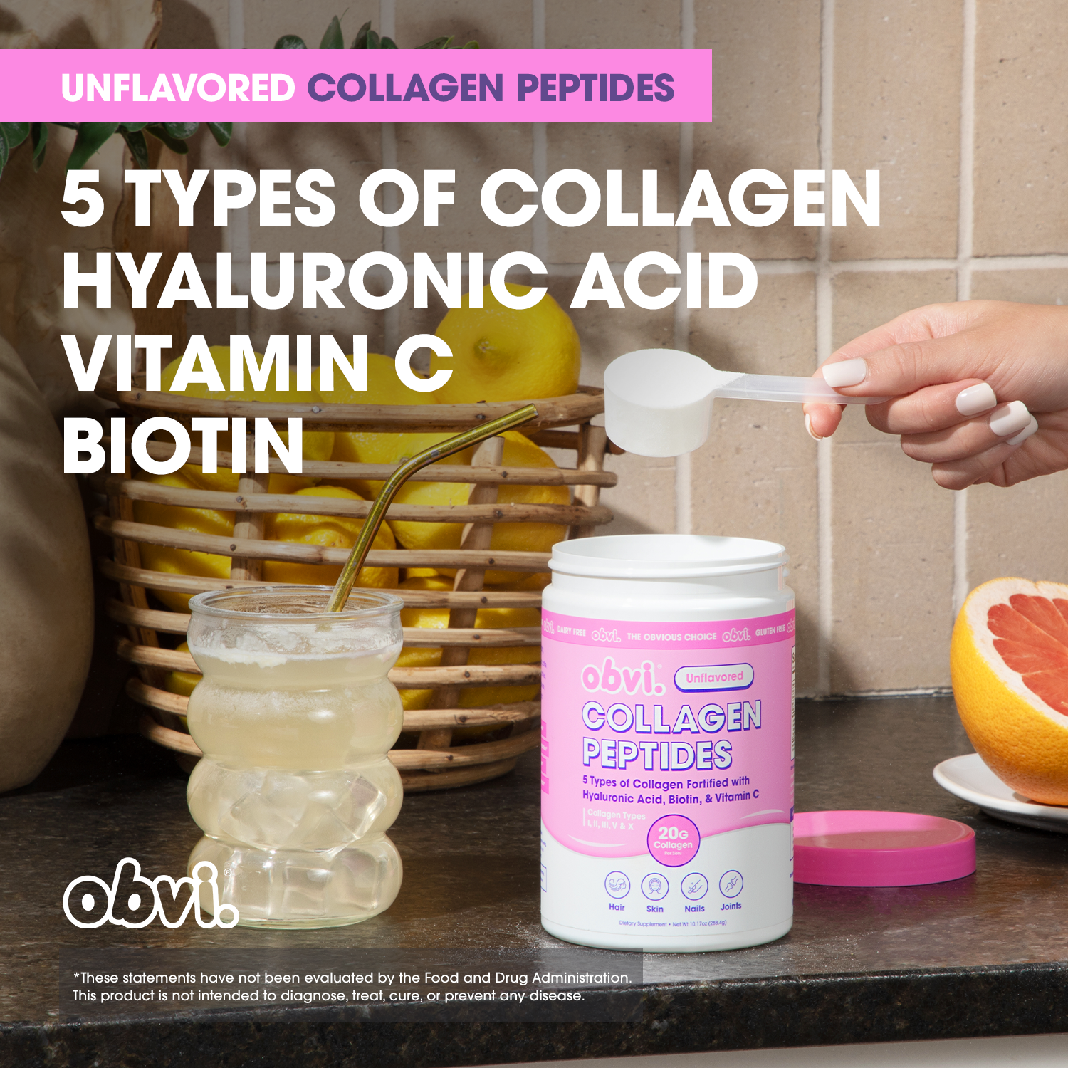 Obvi - Wholesale Protein/Superfood Powder - Obvi 20g Collagen Peptides Powder-Unflavored Beauty, Health 2