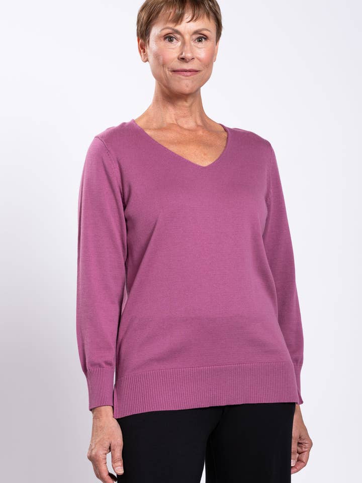 Tiff Sweater, Rose, Cotton for wholesale by Blue Sky Clothing Co LLC