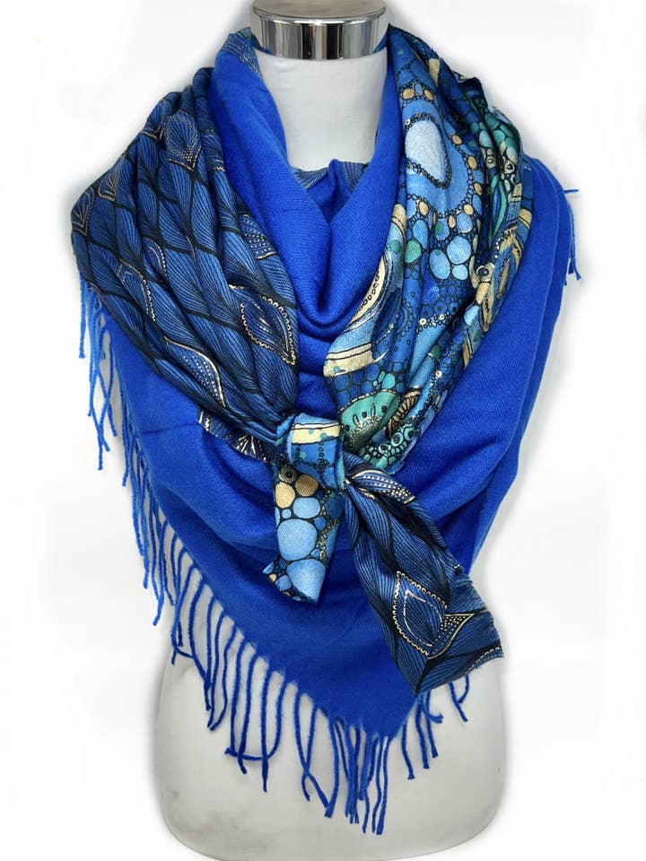 GC-2 PREMIUM large square 4 in 1 scarf with gilding for wholesale by LINETA