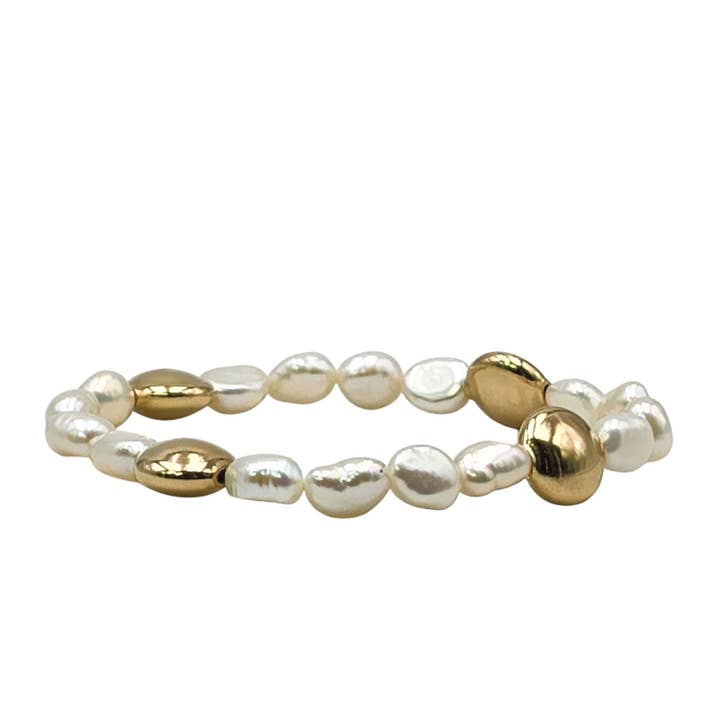 Pearl and Lentil Gold Filled Bead Bracelet for wholesale by Bozkurt Jewelry