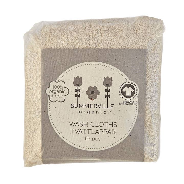 Organische Babywaschlappen Sandshell 10er-Pack für den Großhandel von Summerville organic