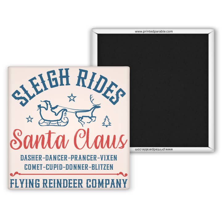 Sleigh rides vintage magnet for wholesale by Printed Parable