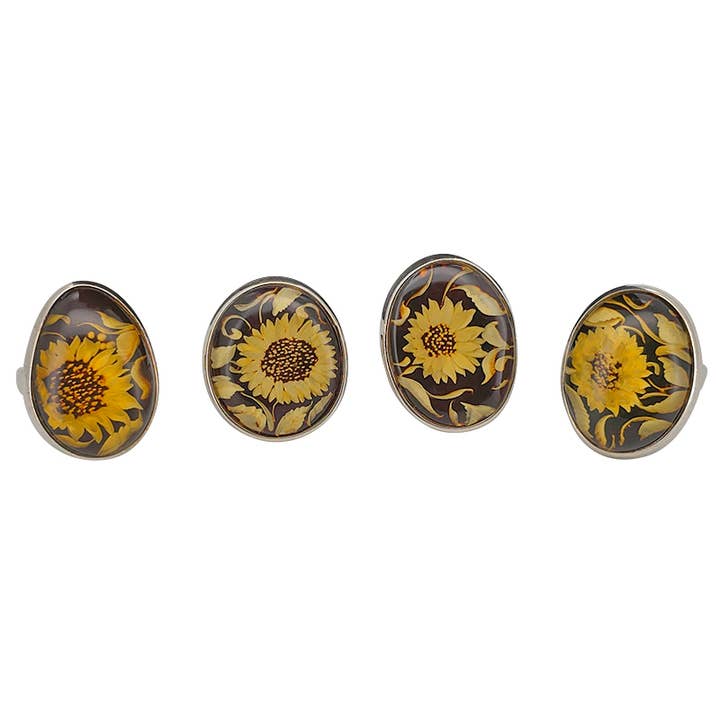 Amberman – wholesale Cocktail/statement ring – Sunflower Amber Cameo Adjustable Ring4