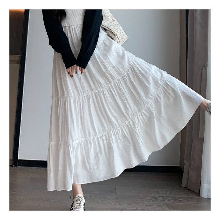 Sheer Trend - Wholesale Skirt - Women's - Tall High Waist A Line Pleated Skirt
