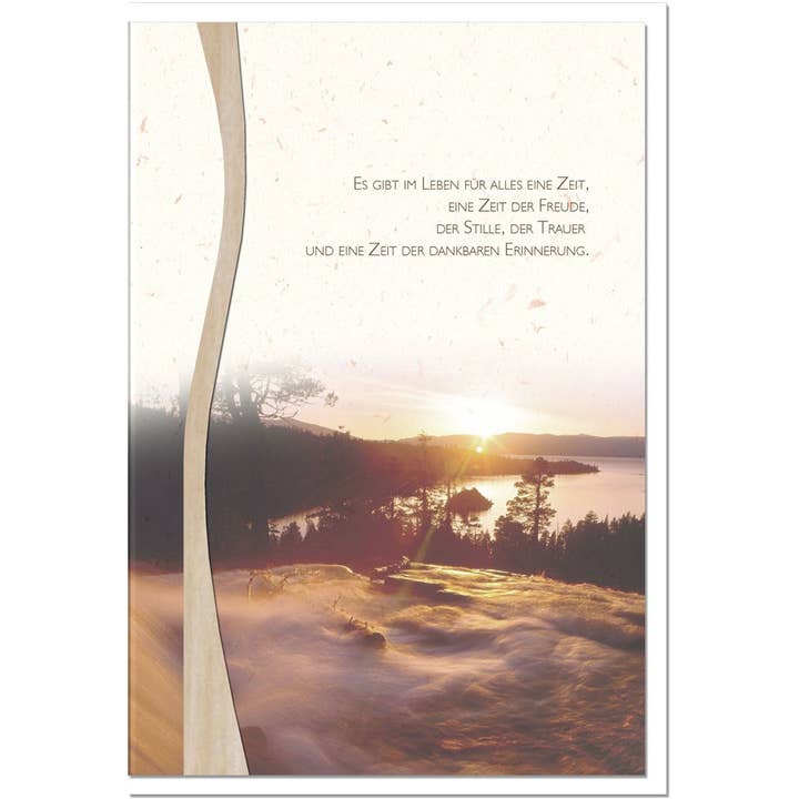 metALUm Sympathy Card B6 – Waterfall in Evening Light – There is a time for everything in life – with Wood Decoration for wholesale by metALUm
