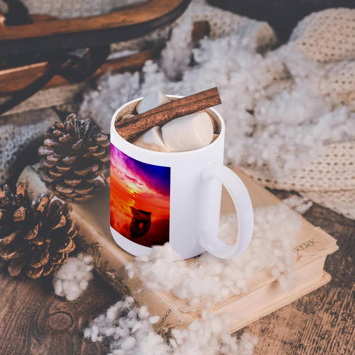 3dRose - Vente Tasse à café - 3dRose, Image colorée d'un bateau infusé de lumière sur l'eau, Tasse11