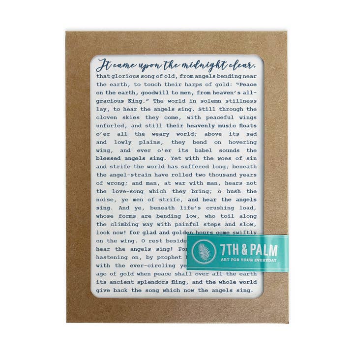 Biglietto natalizio con testo della canzone It Came Upon the Midnight Clear per la vendita all'ingrosso da parte di 7th & Palm