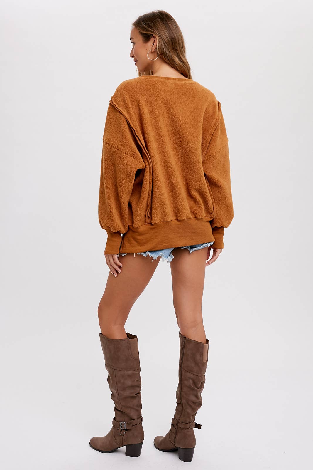 Peace Love Line – wholesale Sweatshirt - Dam – PL3896 - RUNDHALSAD TEDDYTRÖJA MED SLITSAR20