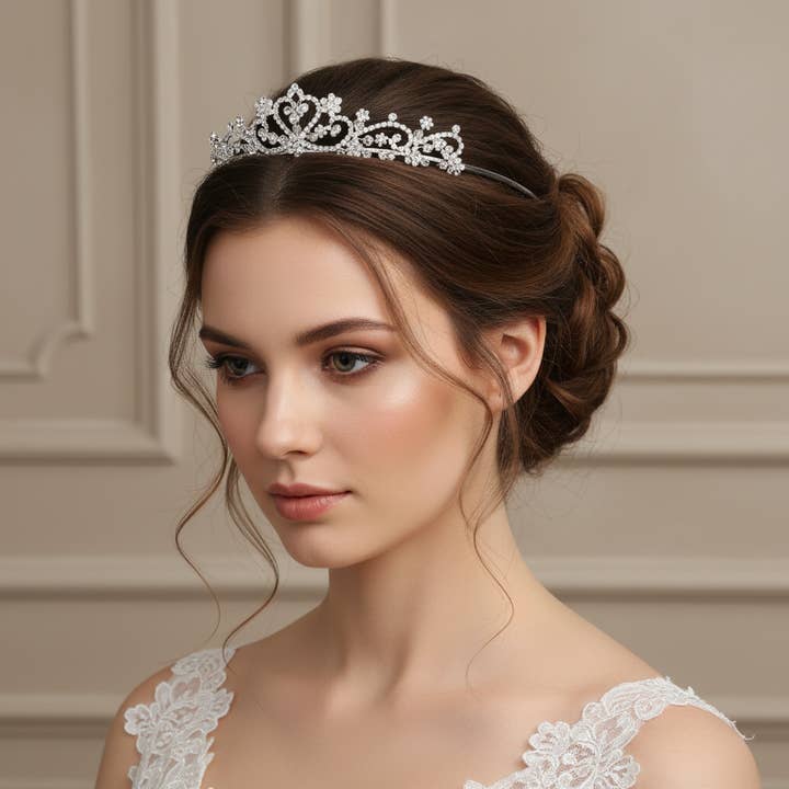 Rhinestone crystal Bridal Wedding Tiara Headpiece CR1141 for wholesale by Farinosa Bridal