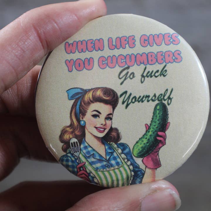 Raven Design - Wholesale Lapel Pin/Button - When Life gives you //metal backed button 2.25in