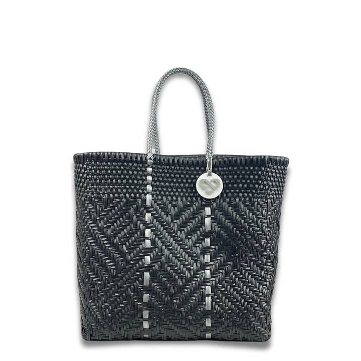 Grand sac fourre-tout noir Glimmer pour la vente par Maria Victoria