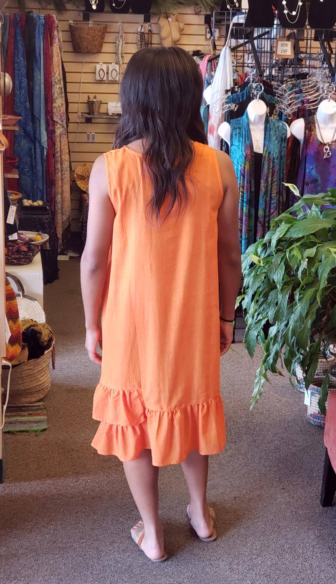 Zumi - Wholesale Dress - Women's - Sleeveless Cotton Midi Dress Pockets - Citrus2