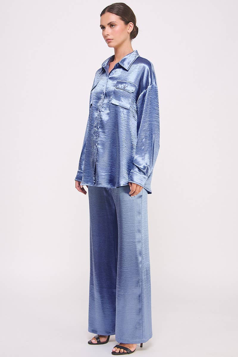 AIBLEE – wholesale Pants – Women's – Metallic Flared Wide-Leg Pants Blue -19