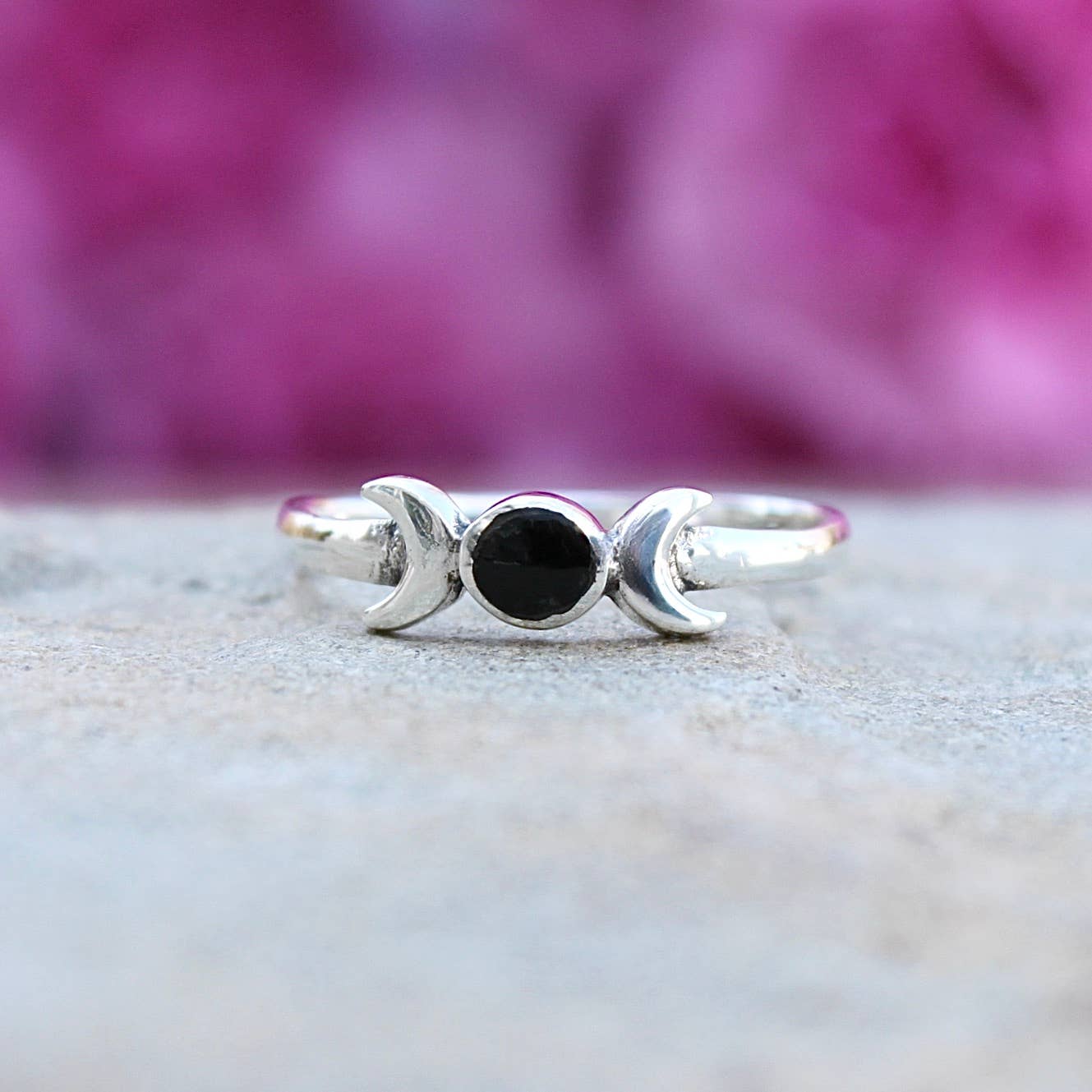Moonrise Jewelry - Wholesale Single Stone/Solitaire Ring - Sterling Silver Moon with Black Agate Single Stone Ring1