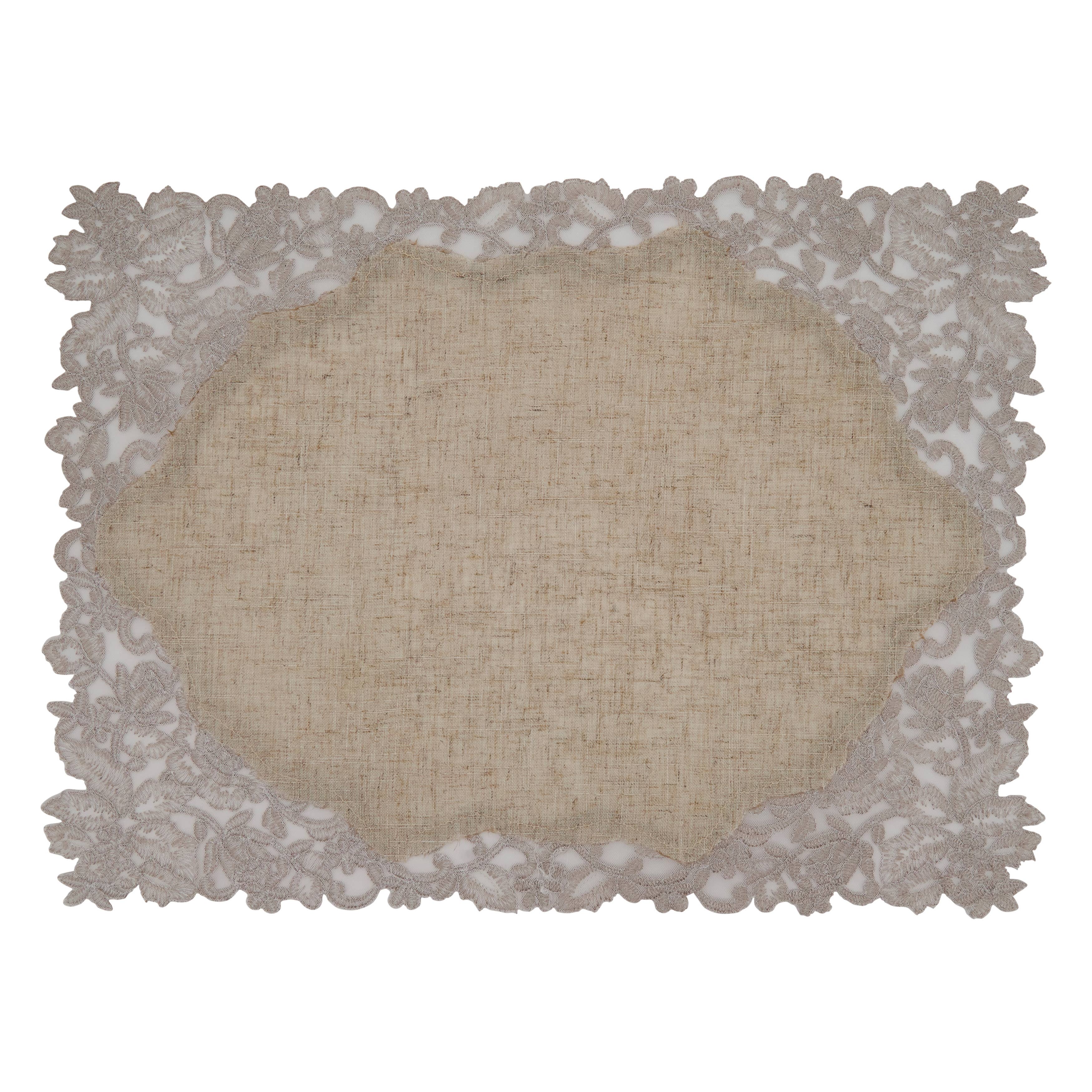 Natural Lace and Embr'd 20"x20" Napkin+14"x20" Plcmt-Set of 2 for wholesale on Faire3