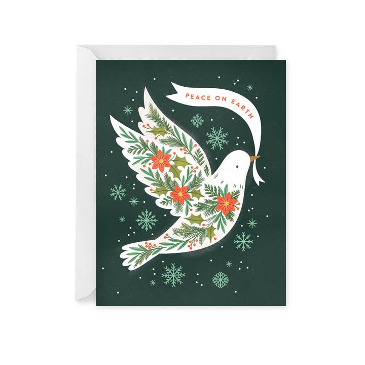 Botanical Dove Holiday Card for wholesale by Paper Raven Co.