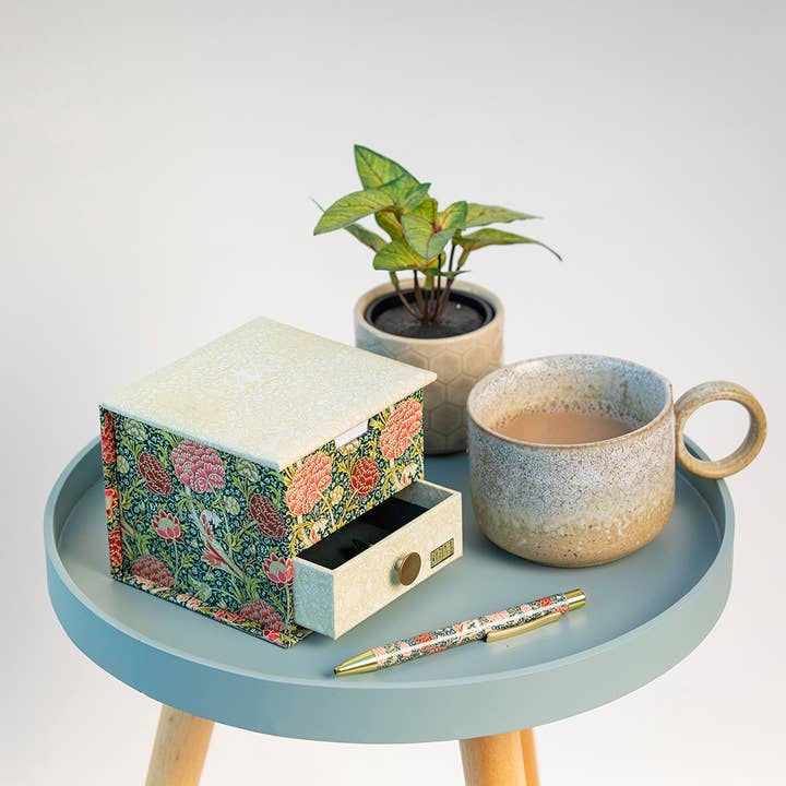 The Gifted Stationery Company - Wholesale Desk Organizer - Memo Cube - William Morris - Cray