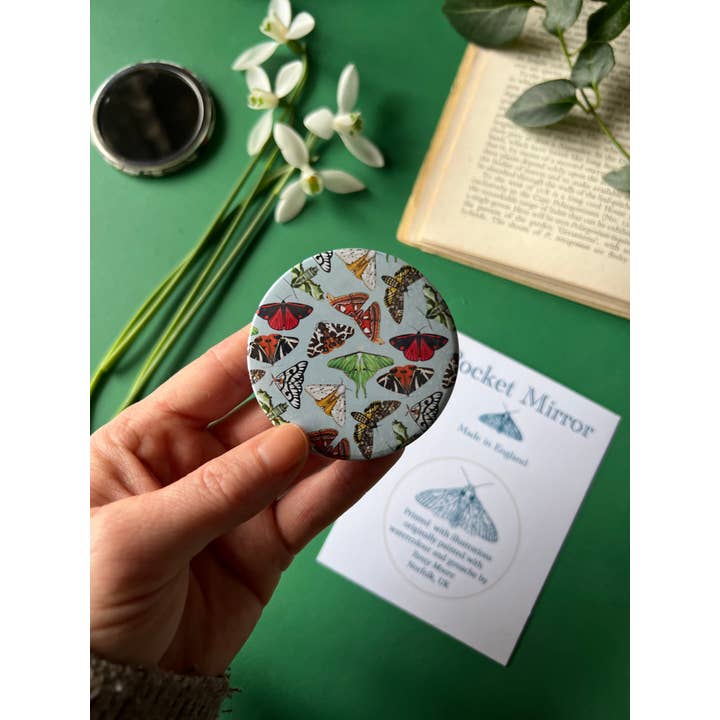 Tansy Moore - Wholesale Compact Mirror - Moths Pocket Mirror