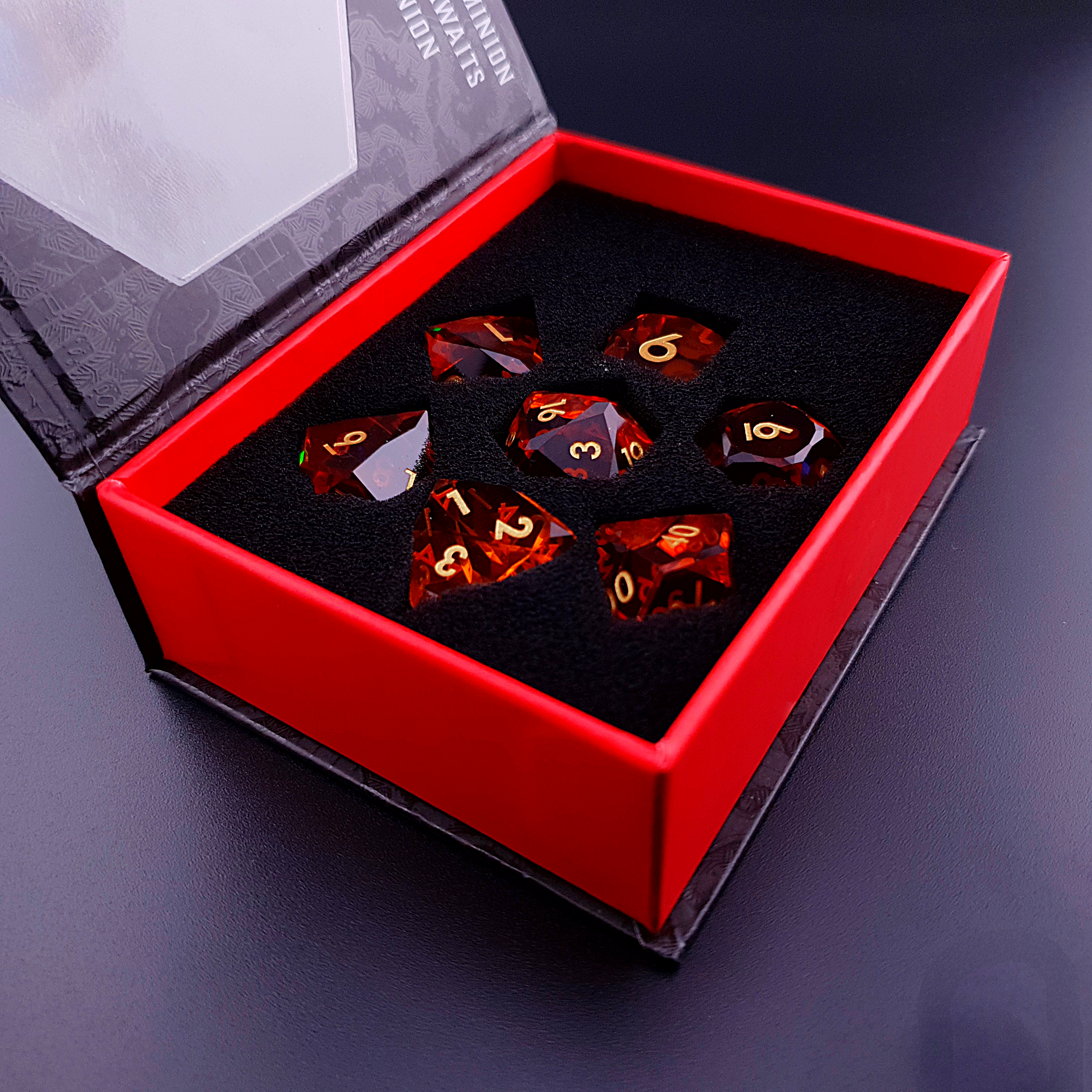 Tabletop Dominion Limited - Wholesale Dice - Molten Prism | Diamond Cut Sharp Edge Resin | 7 Piece Dice Set6