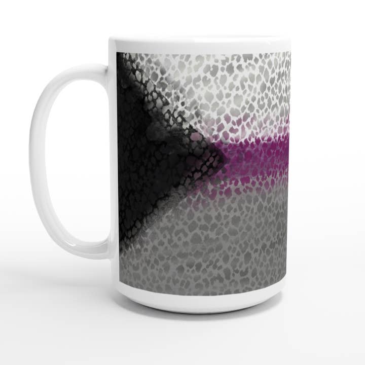 Demi by Winta Dai grijze, paarse en zwarte 15oz keramische mok voor wholesale door Winta Dai Art